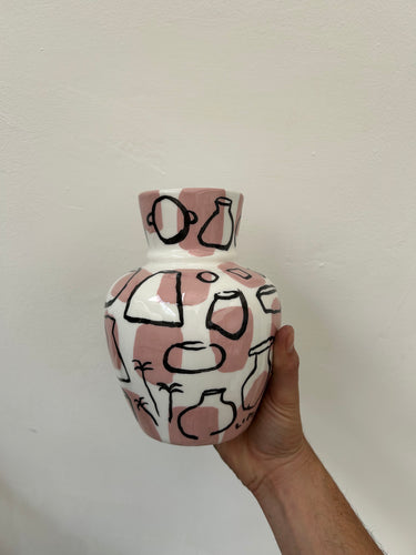 Jarrón bombonera cuello siluetas